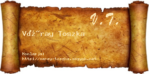 Váray Toszka névjegykártya